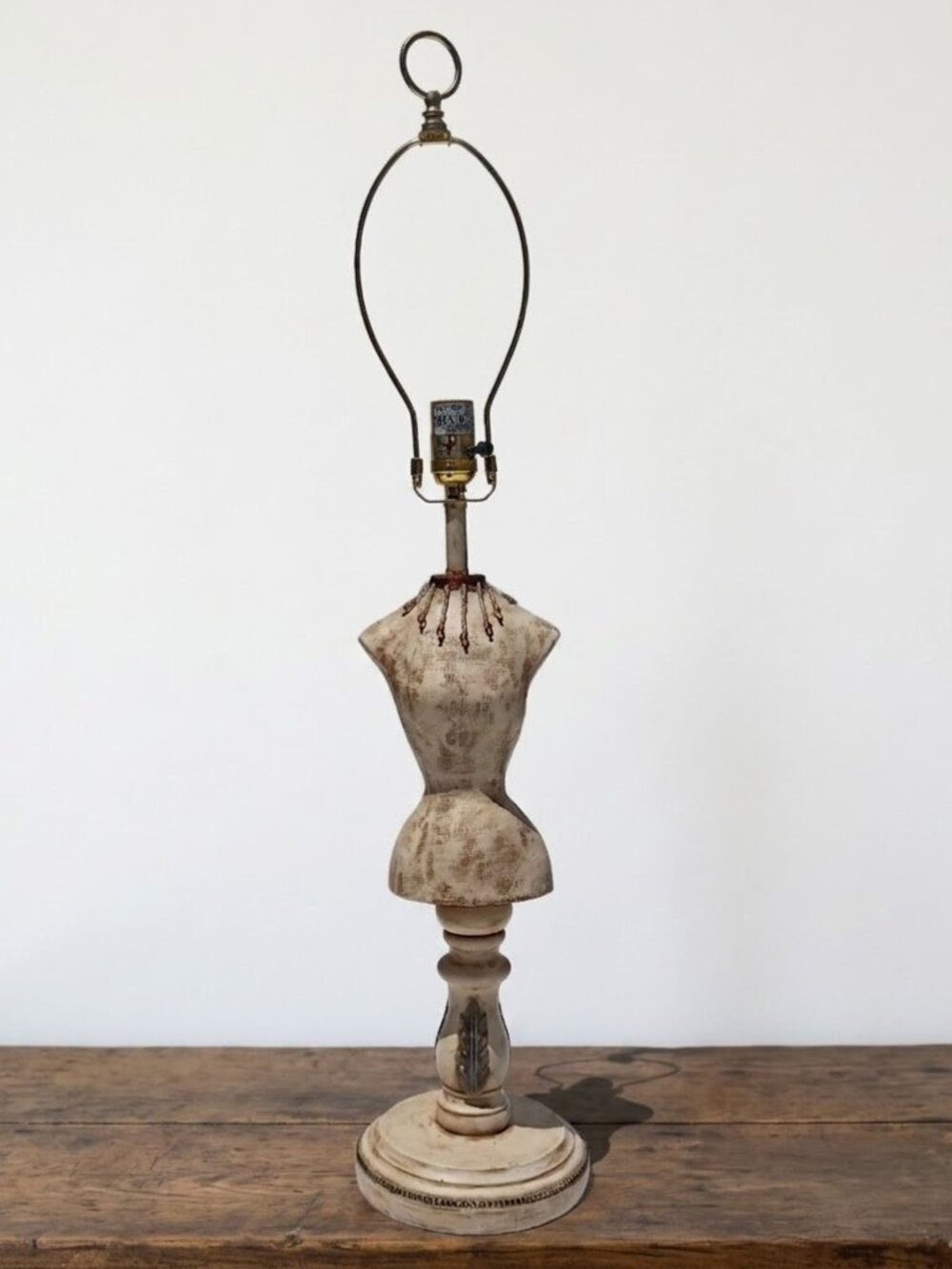 Vintage Mannequin Dress Form Table Lamp Shabby Chic French Country Sewing Room